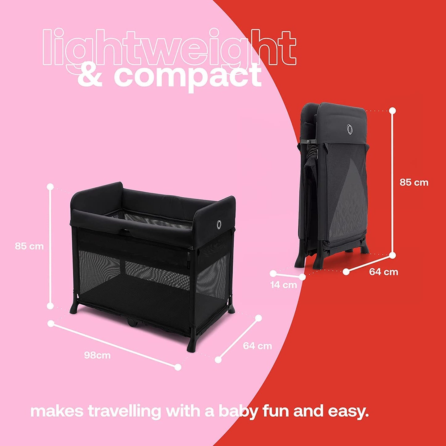 Bugaboo Stardust Playard - Portable Indoor and Outdoor - Foldable On The Go Play Yard - 1 Second Unfold - Black